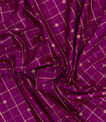 Burugndy Handloom Silk Cotton Saree With Checks & Buttas-SC4420
