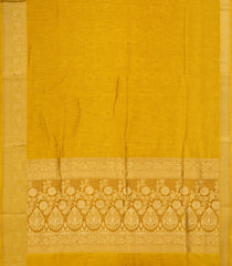 Mustard Woven Synthetic Dola Silk Saree With Floral Motifs In Zari Border-BL4432