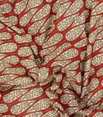 Red Printed Jaipur Cotton Saree With Printed Floral Motifs-JC1920