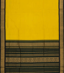 Lemon Yellow Handloom Silk Cotton Saree With Buttas & Contrast Border-SC3866