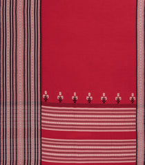 Red Handwoven Bengal Cotton Saree With Floral Border-BG1520