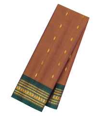 Brown Handloom Gadwal Silk Cotton Saree With Buttas-GA0372
