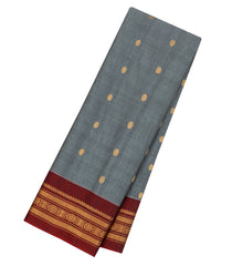 Grey Handloom Gadwal Silk Cotton Saree With Buttas -GA0277
