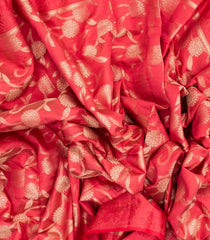 Dark Peach Woven Synthetic Tussar Silk Saree With Floral Vine Motifs-BL4193