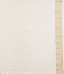 Off White Woven Synthetic Satin Saree With Floral Zari Motifs-BL4855