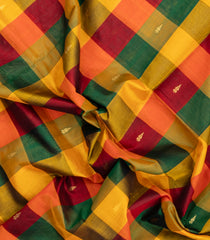 Multi Colour Handloom Silk Cotton Saree With Checks & Zari Buttas-SC4995
