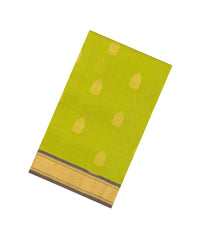 Light Green Handloom Silk Cotton Saree With Buttas & Contrast Zari Border-SC4657