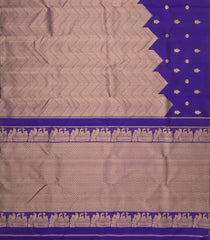 Violet Handloom Korvai Kanchipuram Rising Border Silk Saree With Vanki Stripes-KA16675