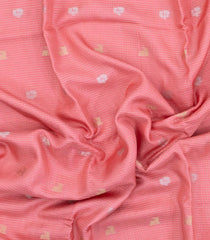 Light Peach Woven Blended Viscose With Zari Checks & Buttas-BL5551