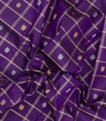 Violet Handloom Korvai Kanchipuram Silk Saree With Meena Zari Checks & Buttas-KA16691
