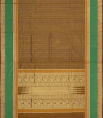 Olive Green Handloom Silk Cotton Saree With Checks-SC4211