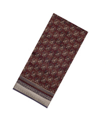 Maroon Printed Chanderi Cotton Saree With Bird Motifs-CC1603