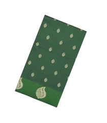 Dark Green Woven Blended Aura Saree With Zari Buttas & Zari Border-BL5818