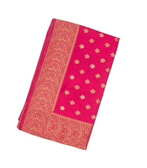 Hot Pink Woven Blended Dupion Saree With Small Floral Motifs