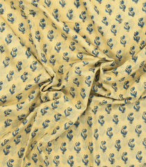 Sandal Printed Jaipur Cotton Saree With Floral Motifs-JC1490