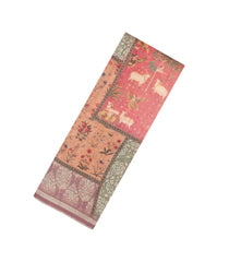 Dusty Pink Printed Chanderi Cotton Saree With Floral Motifs-CC1717