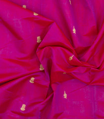Hot Pink Handloom Silk Cotton Saree With Zari Buttas & Contrast Border-SC4804