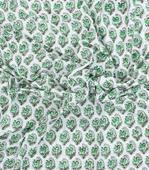 White Pritned Jaipur Cotton Saree With Floral Motifs-JC1580