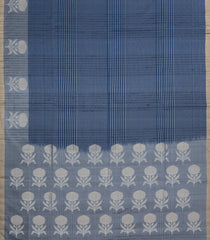 Navy Blue Handloom Soft Silk Saree With Stripes & Border-SO4548