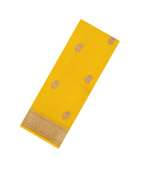 Yellow Woven Pure Banarasi Organza Silk Saree With Floral Buttas-KS1158