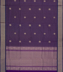 Violet Handloom Silk Cotton Saree With Checks & Buttas-SC4238