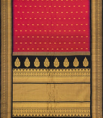 Red Handloom Gadwal SICO Saree With Cotton Body & Silk Border-GA0319