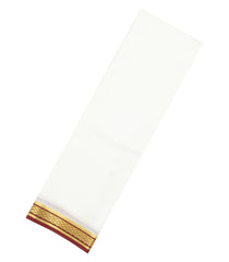 White Woven Mysore Silk Saree With Contrast Zari Border-MS3793