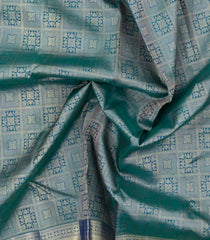 Cyan Handloom Kanchipuram Silk Saree With Floral Zari Motifs-KA14832