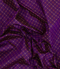 Purple Handloom Silk Cotton Saree With Dotted Checks -SC4260