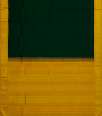 Bottle Green Handloom Korvai Kanchipuram Silk Saree With Mustard Border-KA14490