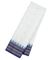 White Handloom Gadwal SICO Saree With Cotton Body & Silk Border-GA0364
