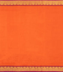 Orange Handloom 9 Yards Silk Cotton Saree With Contrast Border-SC4692