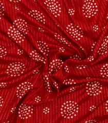 Red Printed Synthetic Dola Silk Saree With Motifs & Zari Stripes-SY0449