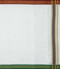 White Handloom Korvai Pure Silk 8 Yards Dhoti With 4 Yards Angavasthram-CD1553