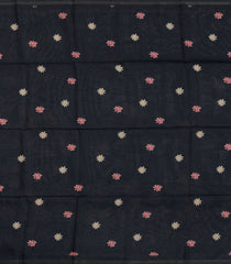 Black Printed Synthetic Tussar Silk Saree With Contrast Border-SY0110