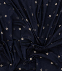 Midnight Blue Woven Bengal Cotton Saree With Coin Motifs-BG1810