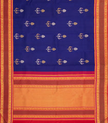 Blue Handloom Korvai Kanchipuram Silk Saree With Meena Buttas-KA15445