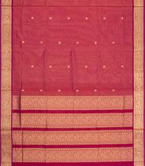 Magenta Handloom Silk Cotton Saree With Zari Stripes & Buttas-SC4793