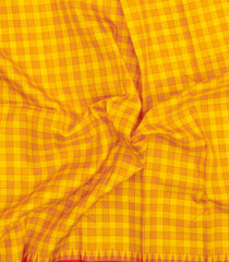 Yellow Handloom Korvai Kanchipuram Silk Saree With Silk Checks-KA15920