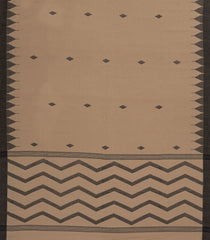 Beige Handwoven Bengal Cotton Saree With Diamond Buttas-BG1522
