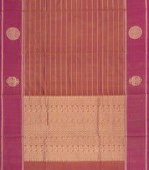 Dusty Peach Handloom Silk Cotton Saree With Veldhari Stripes-SC4366