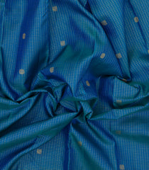 Blue Handloom Kanchipuram Silk Saree With Zari Checks & Buttas-KA16895