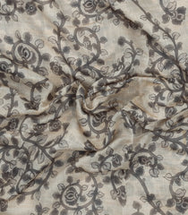 Off White Printed Art Chanderi Cotton Saree With Zari Border-SY0474