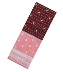 Maroon Woven Banarasi Poona Silk Saree With Checks & Buttas-BP1007