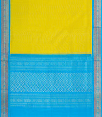 Lime Green Handloom Korvai Silk Cotton Saree With Contrast Border-SC4504