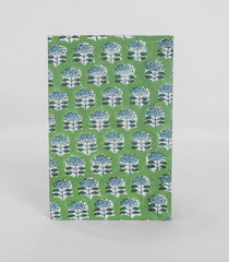 Green 9 X 6 Inch Bagru Dabu Block Printed 96 Page Handmade Notebook-ACS1014