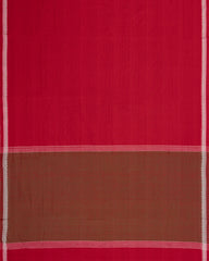 Crimson Woven Bengal Cotton Saree With Floral Border-BG1873