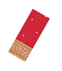 Red Handloom Banarasi Silk Saree With Meenakari Border-BE1756