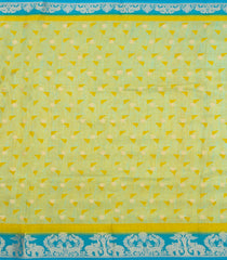 Lemon Yellow Printed Synthetics Dola With Zari Butta & Zari Border -BL5222
