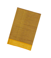 Mustard Handloom 9 Yards Silk Cotton Saree With Contrast Border-SC4449